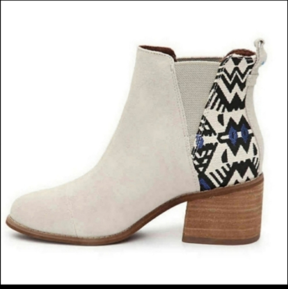 Toms Esme Suede Birch Aztec Ankle Booties